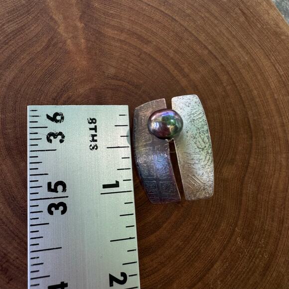 Lynda Fullerton & Bahr Sterling Silver Pearl Pierced Earrings Statement Asian - Picture 8 of 9